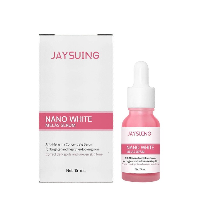 Set 3 bucati, Ser Jaysuing Nano White Melas, pentru albire si hidratare, reduce pete intunecate si uniformizeaza tenul, Roz, 3 x 15 ml