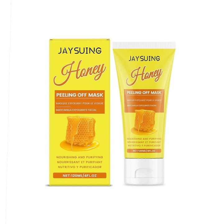 Set 3 bucati, Masca peel-off Jaysuing Honey, exfolianta si purificatoare, hidrateaza si lumineaza, Galben, 3 x 120ml