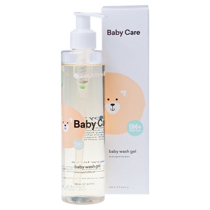 Gel de baie pentru copii Colway Baby Care, gel de curatare, cu colagen natural, hidratant si bland pentru pielea sensibila, nu irita ochii, transparent, 250 ml