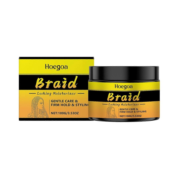 Set 2 bucati, gel de styling Hoegoa Braid, hidratant cu aloe vera si vitamina E, fixare ferma, finish mat, transparent, 2 x 100g