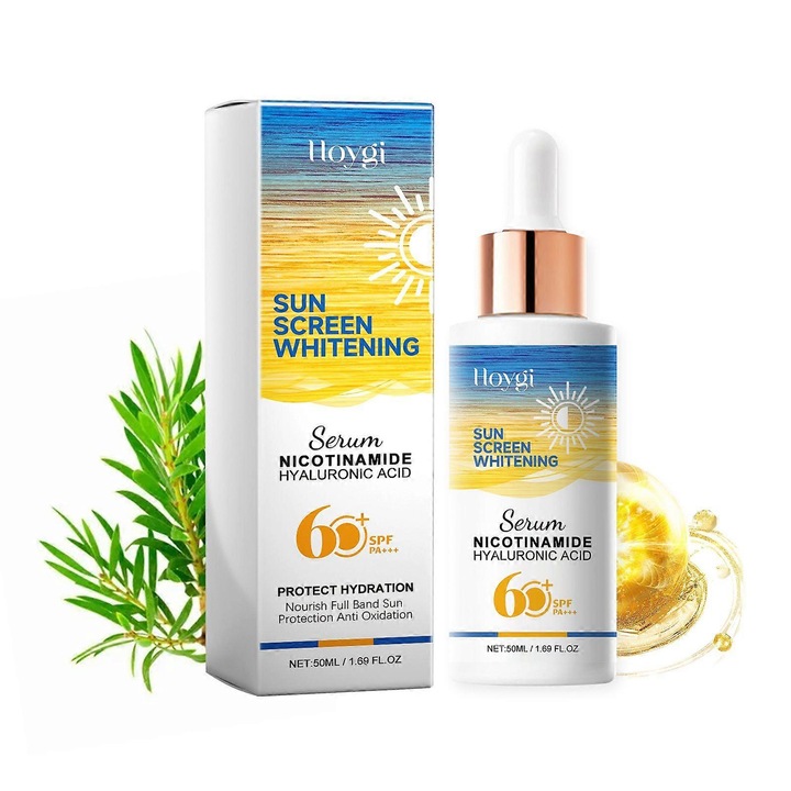 Serum protectie solara Hoygi Sun Screen Whitening, cu niacinamida si acid hialuronic, SPF65+, Alb, 50ml