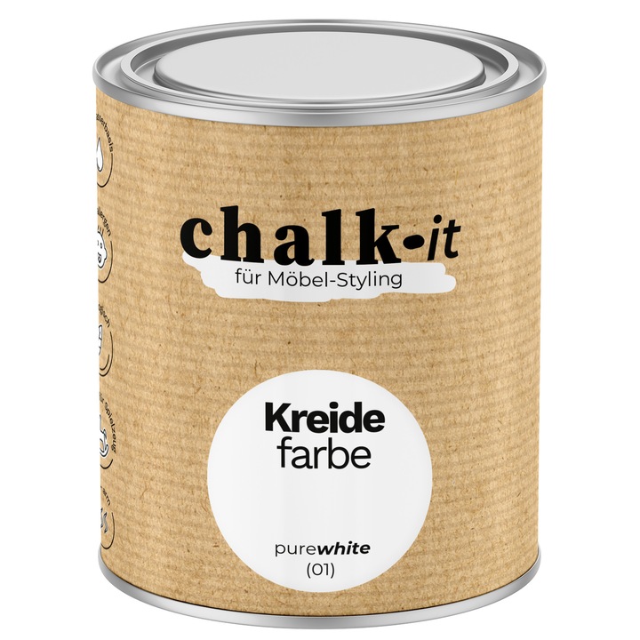 Krétafesték bútorra Chalk-it Pure White 0,75L matt fehér
