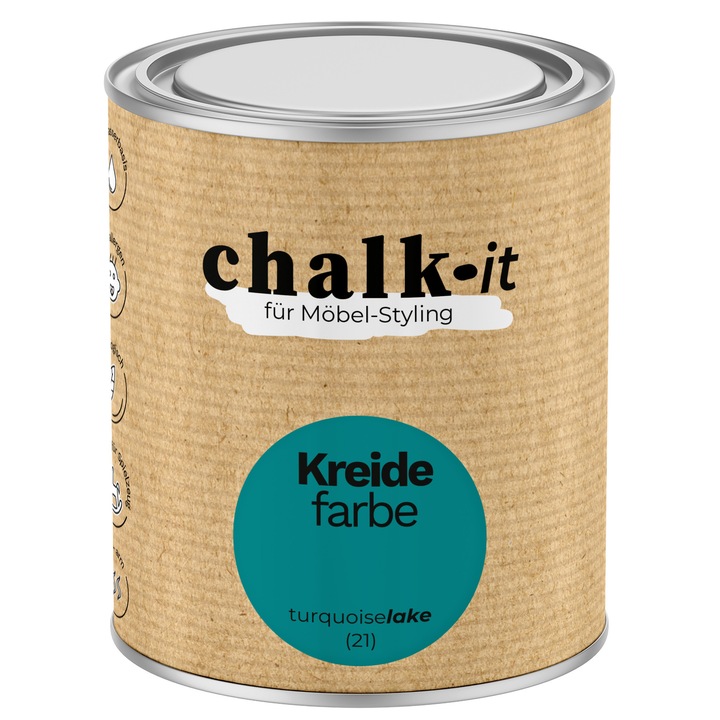 Krétafesték bútorra Chalk-it Turquoise Lake 0,75L matt ökológiai hipoallergén
