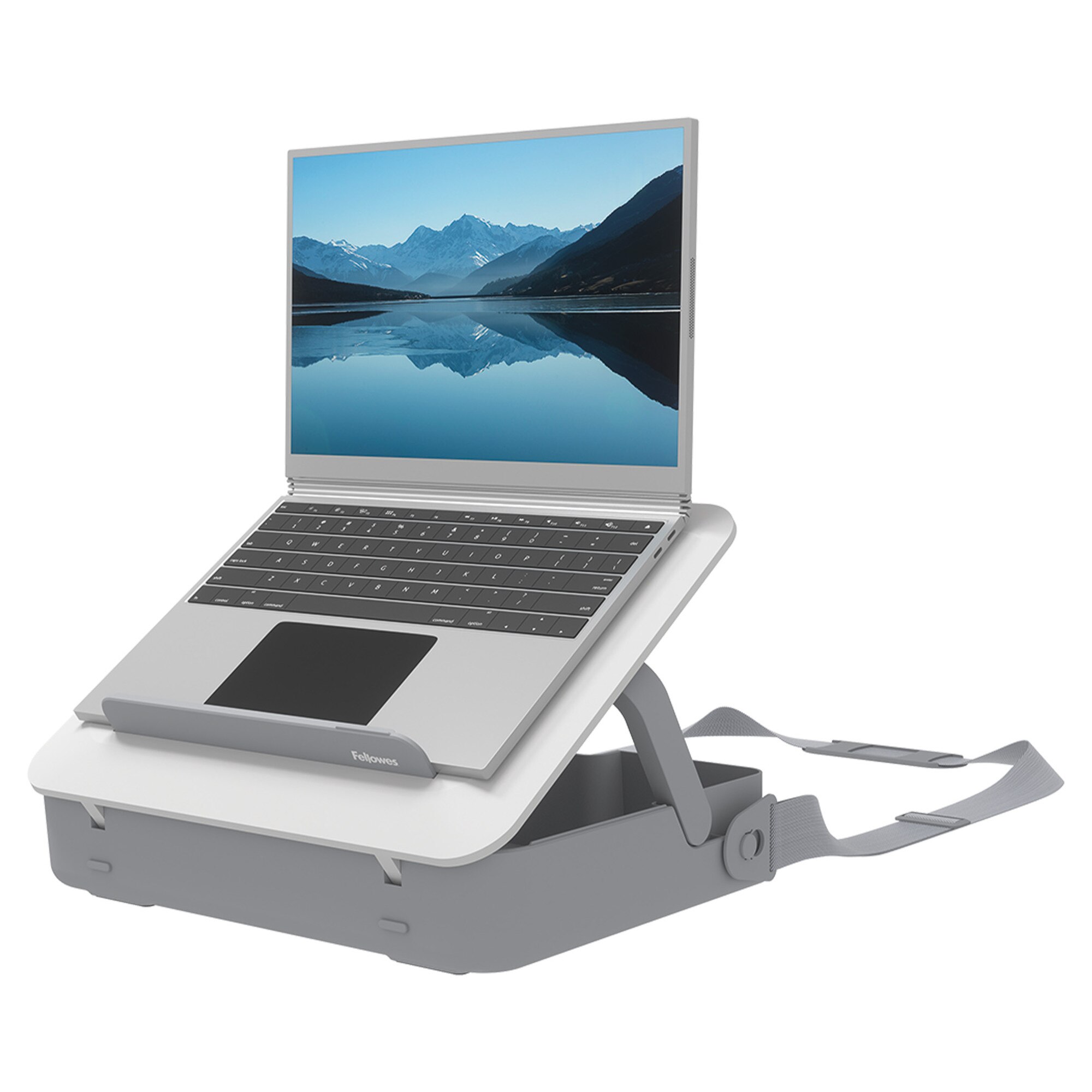 Geantă laptop cu suport ergonomic, Fellowes, alb, 2în1, portabilă