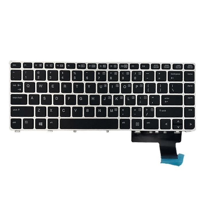 Laptop billentyűzet US kiosztás, ezüst keret, háttérvilágítás nélkül, 30x12cm