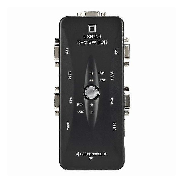 Kézi USB kapcsoló 4 porttal és 7 porttal, fekete, 10x7.5x2.3cm