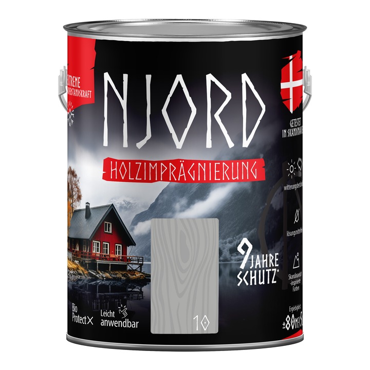 NJORD fa impregnáló, 10-es árnyalat, hidrofób, akár 9 év védelem, sziklás part, 5L