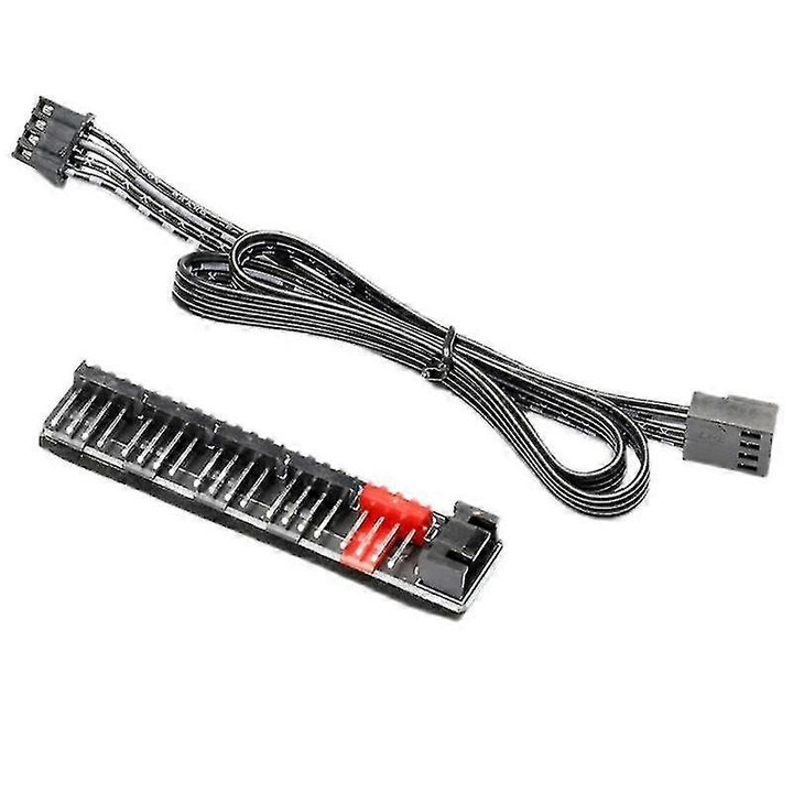 PWM 5-portos ventilátor elosztó, 3/4-tűs kompatibilis elosztó PWM sebességszabályozással 4-tűs ventilátorokhoz, Fekete, 1 db, 8x4x2 cm