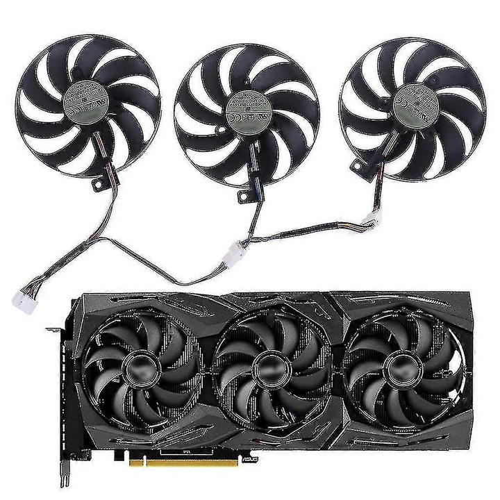 Ventilator/cooler pentru placa video T129215SU, iluminare RGB, 88 mm, conector 7-pin 12V, compatibil cu ASUS RX5700/RX5700 XT/RTX2080TI ROG Strix, negru, 1 buc