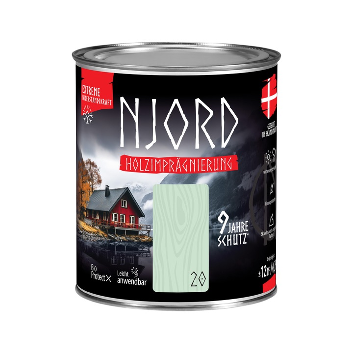 Impregnat pentru lemn NJORD Ierburi nordice, cu protectie hidrofoba, fara solventi, nuanta 20, 0,75 L