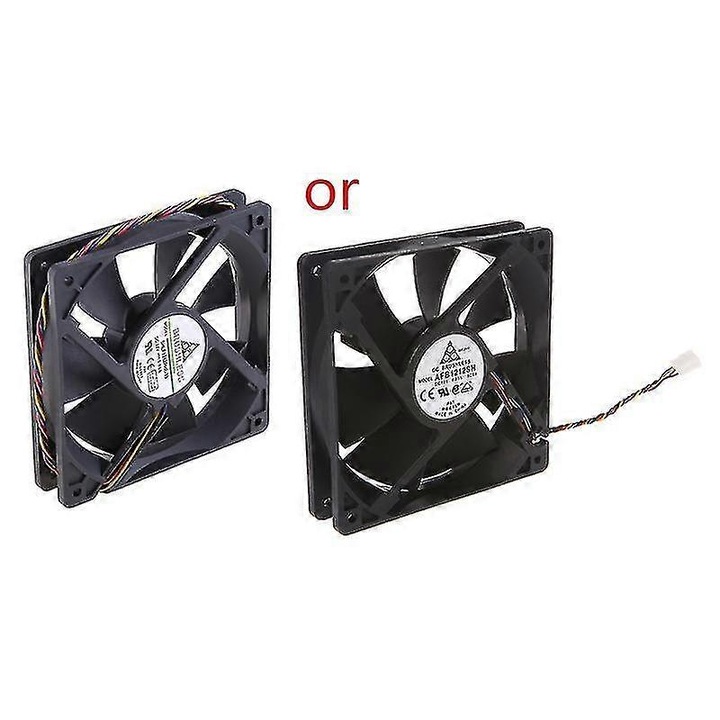 Ventilátor DC kefe nélküli AFB1212SH 120x120x25mm, 12V, nagy légáram, golyóscsapágy, fekete, 1 db