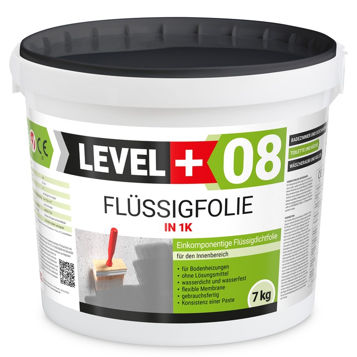 Level Plus FLUSSIGFOLIE L+08 folyékony vízszigetelő membrán, rugalmas, szürke, 7kg