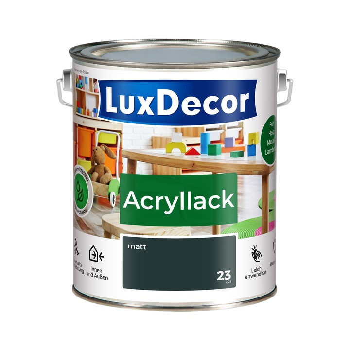 LUXDECOR matt akrilfesték, univerzális, fehér, 2.2L