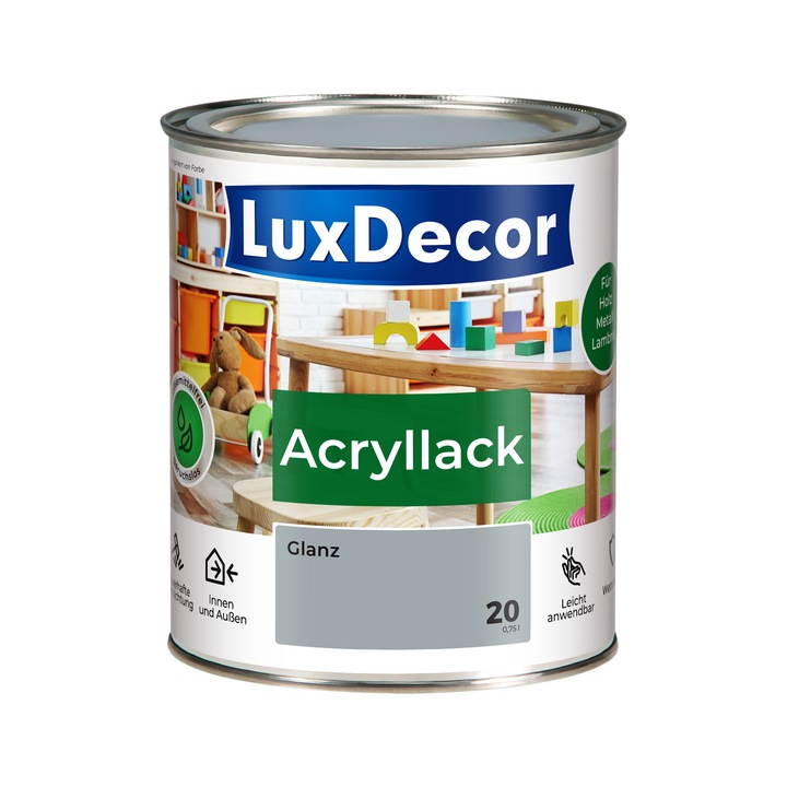 LUXDECOR akril lakk, fényes, ellenálló, fehér, 0.75L