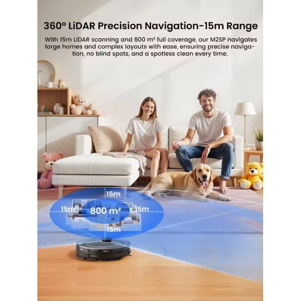 Aspirator robot Lefant M210 Pro, putere de aspirare de 2200 Pa, control prin aplicatie WiFi si Alexa, autonomie de 120 de minute, functie de curatare a parului de animale fara incurcaturi, M210 Pro alb