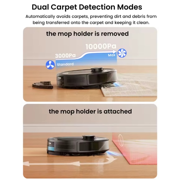 Aspirator robot Lefant M210 Pro, putere de aspirare de 2200 Pa, control prin aplicatie WiFi si Alexa, autonomie de 120 de minute, functie de curatare a parului de animale fara incurcaturi, M210 Pro alb