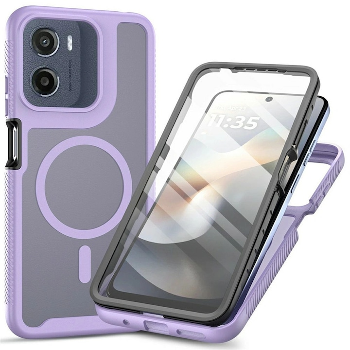 Husa telefon ERBORD Motorola Moto G17 Power G17 G15 Power E15 G05, protectie 360, mov, 3in1, 4G