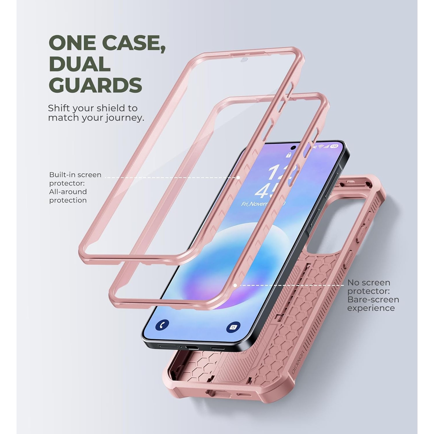 Husa telefon Dexnor Full Body Pentru Samsung Galaxy A57 5G roz 360° protectie