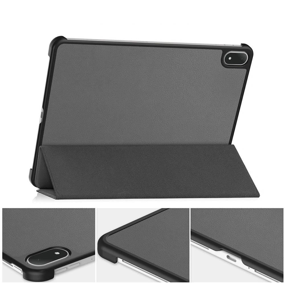 Etui cu clapeta XGSM Smartcase compatibil OnePlus Pad 3/OnePlus Pad 2 Pro/Oppo Pad 4 Pro, din PU, microfibra si PC, cu suport reglabil si functie de trezire si adormire automata, gri, 1 buc