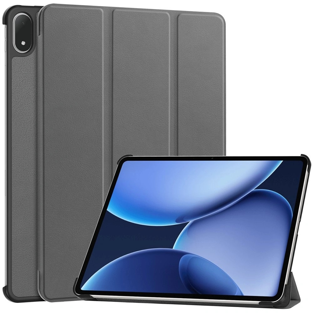 Etui cu clapeta XGSM Smartcase compatibil OnePlus Pad 3/OnePlus Pad 2 Pro/Oppo Pad 4 Pro, din PU, microfibra si PC, cu suport reglabil si functie de trezire si adormire automata, gri, 1 buc