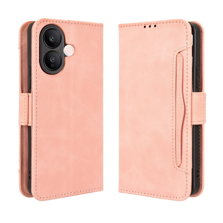 Husa cu clapeta XGSM Vivo V60 Lite 5G roz slot card 15x7cm