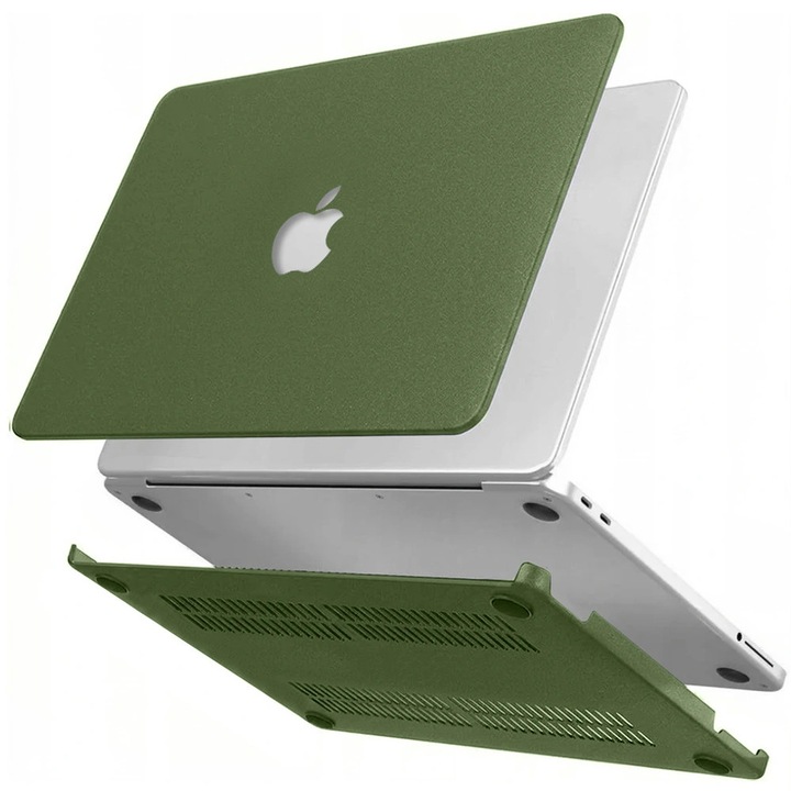 Carcasa/Etui XGSM Quicksand Hard Case compatibil cu MacBook Neo 13 A3404, din PC dur, cu textura granulata si protectie anti-zgarieturi, verde, 1 buc
