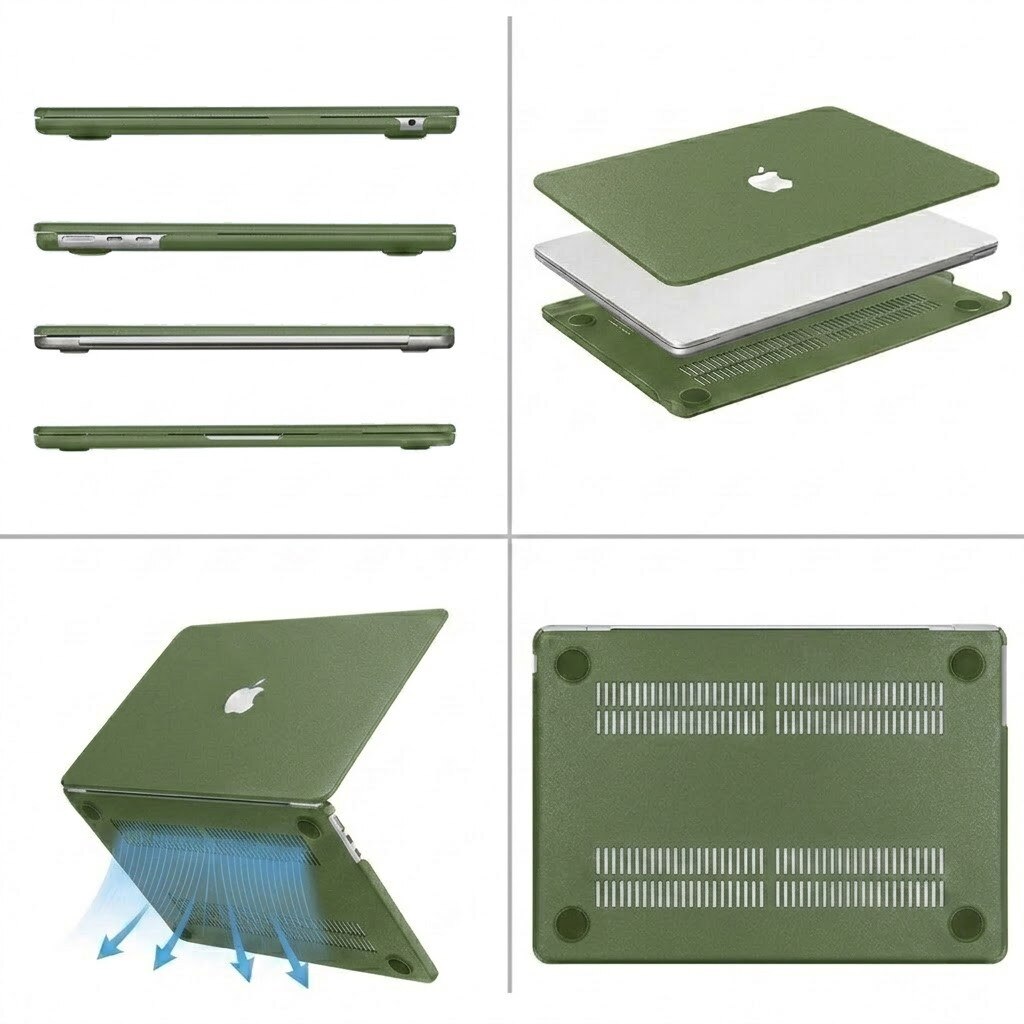 Carcasa/Etui XGSM Quicksand Hard Case compatibil cu MacBook Neo 13 A3404, din PC dur, cu textura granulata si protectie anti-zgarieturi, verde, 1 buc