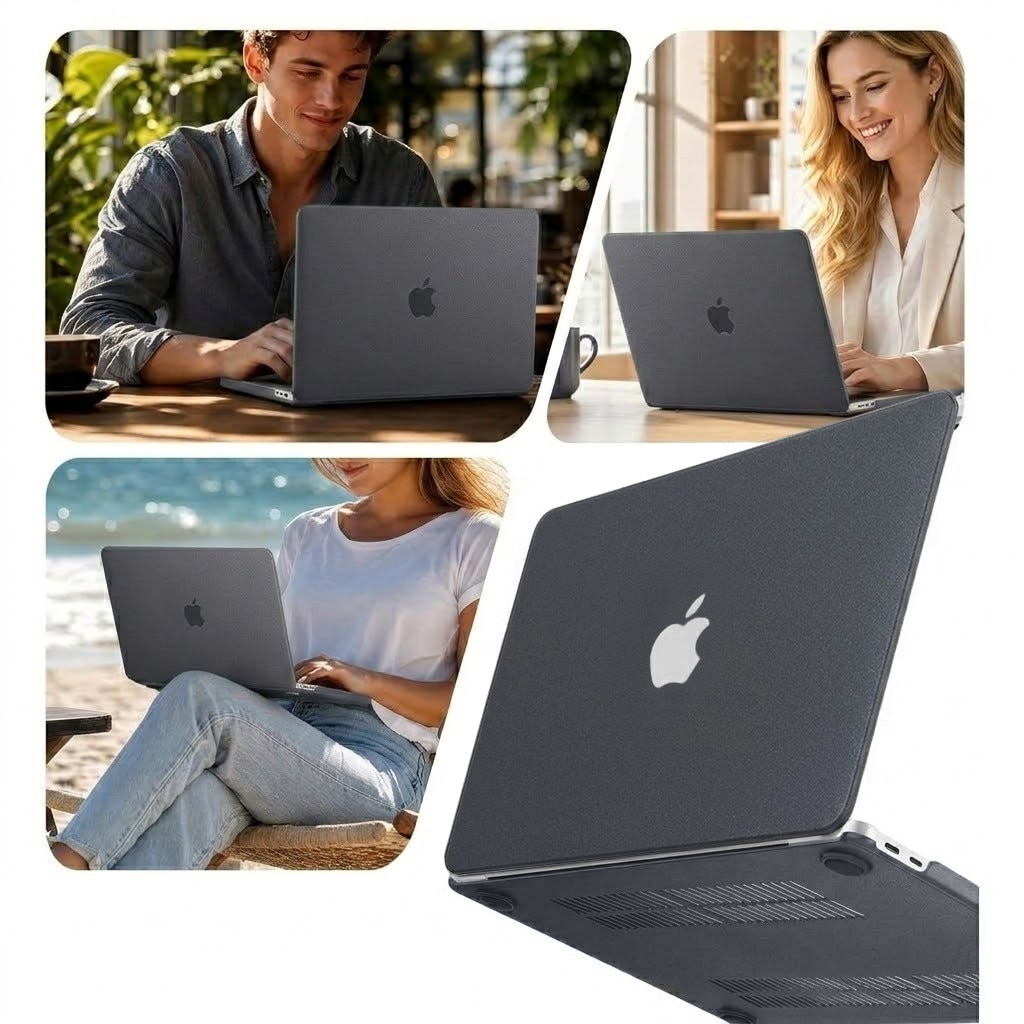 Husa Hard Case XGSM Pentru MacBook Neo 13, negru, textura granuloasa, 13inch