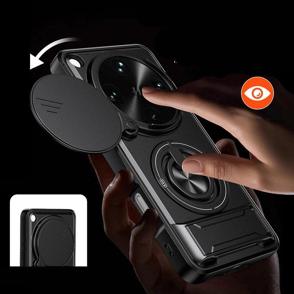 Husa telefon XGSM Oppo Find X9 Ultra, protectie dubla, negru, cu suport inelar si protectie camera