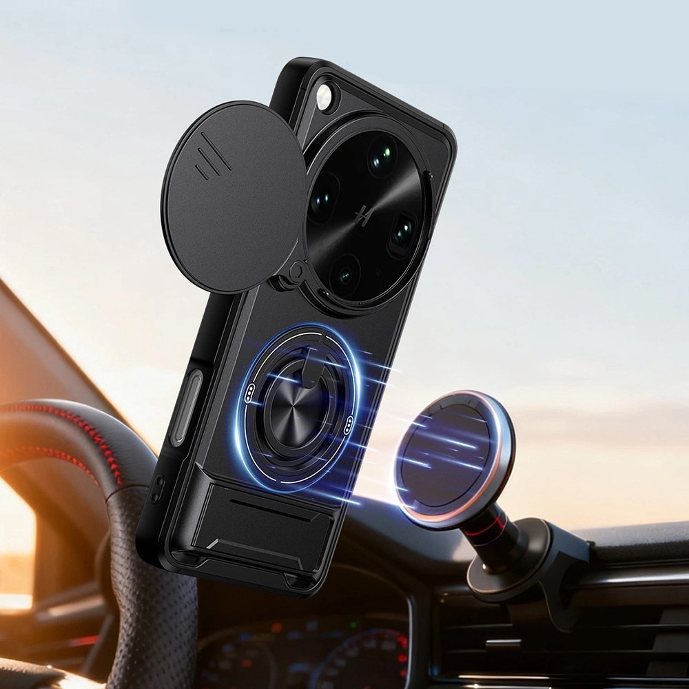 Husa telefon XGSM Oppo Find X9 Ultra, protectie dubla, negru, cu suport inelar si protectie camera
