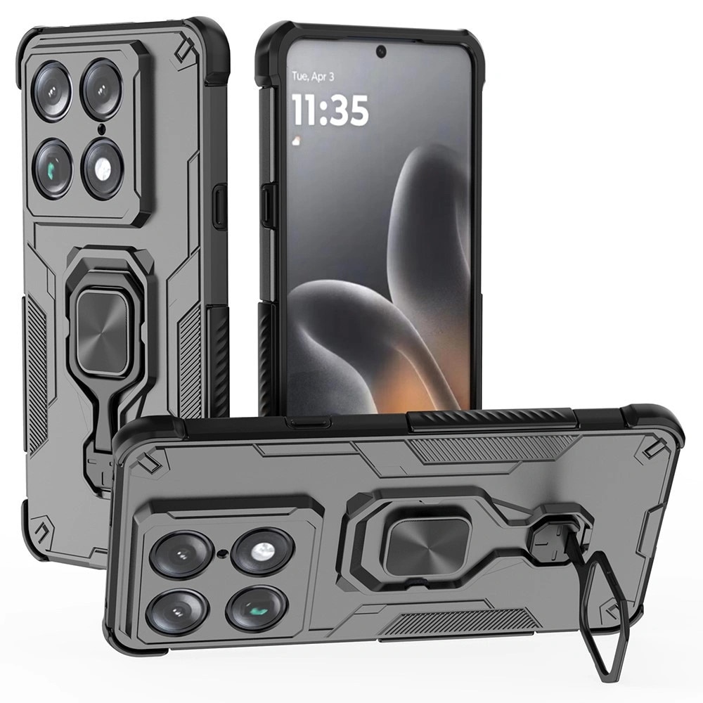 Husa telefon ERBORD Motorola Signature, protectie dubla, suport metalic 360°, negru