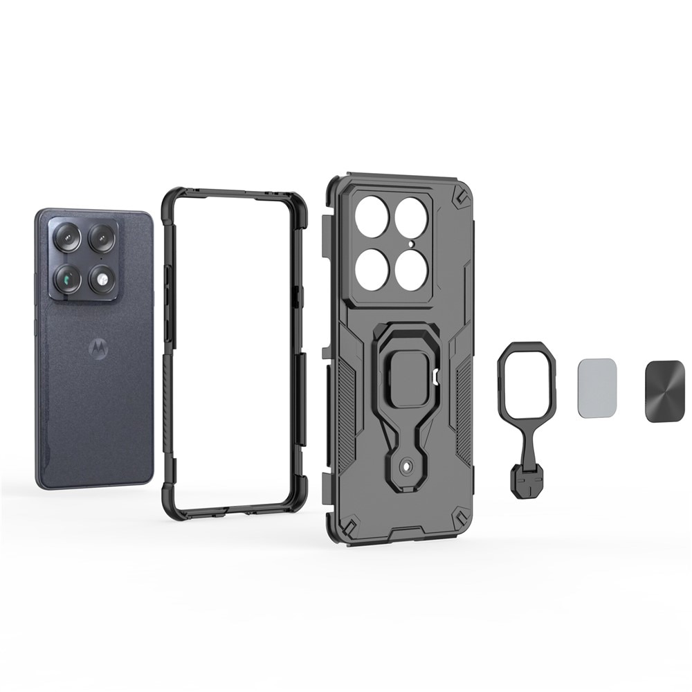 Husa telefon ERBORD Motorola Signature, protectie dubla, suport metalic 360°, negru