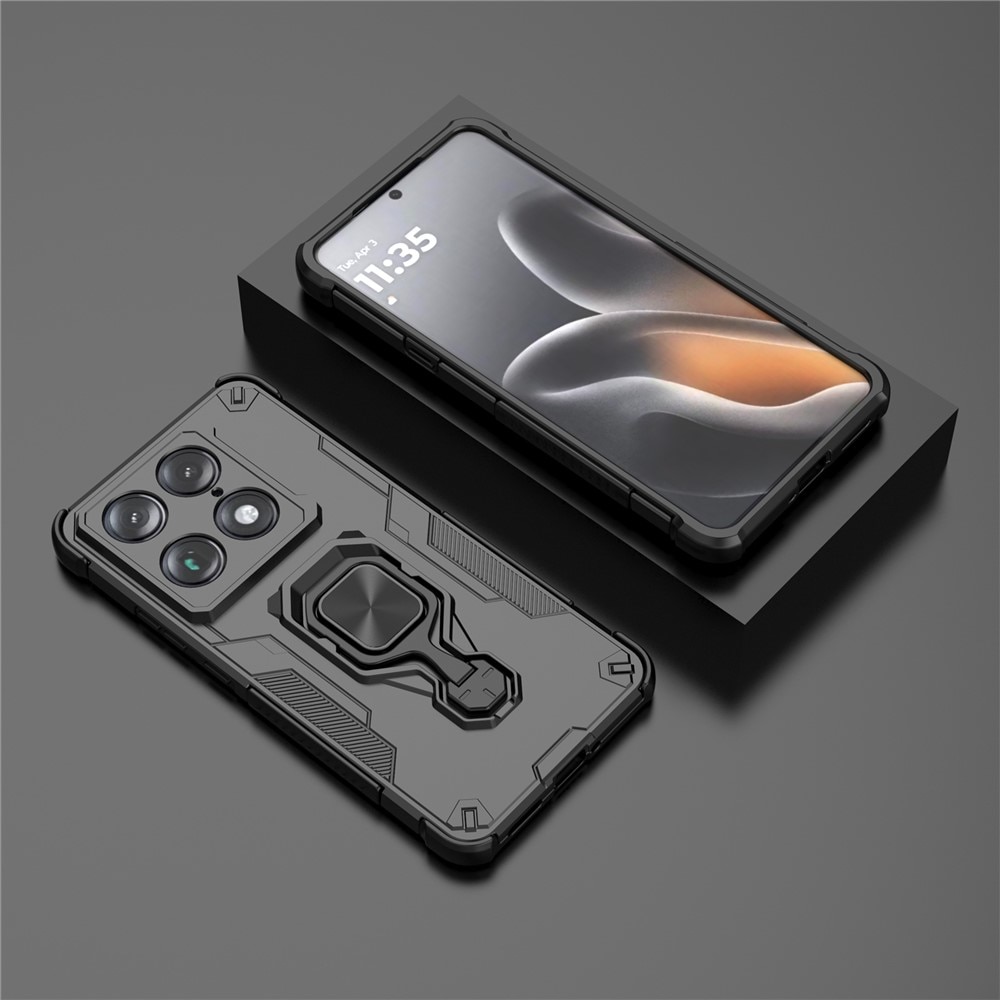 Husa telefon ERBORD Motorola Signature, protectie dubla, suport metalic 360°, negru