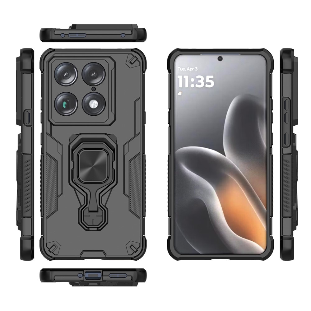 Husa telefon ERBORD Motorola Signature, protectie dubla, suport metalic 360°, negru