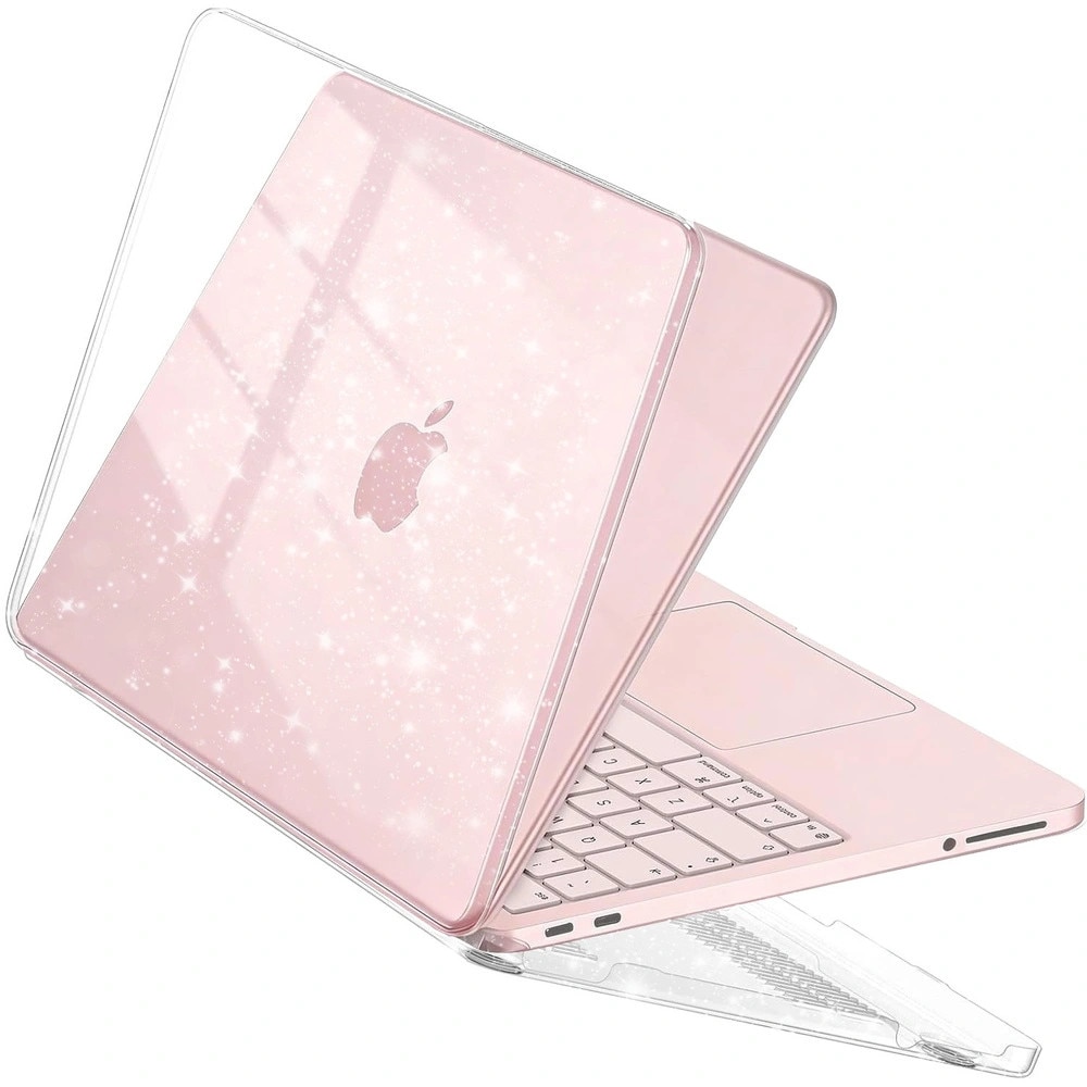 Husa XGSM Smartshell pentru MacBook Neo 2026 13, perfect adaptata, cu picioruse antiderapante, transparent cu sclipici, 1 buc