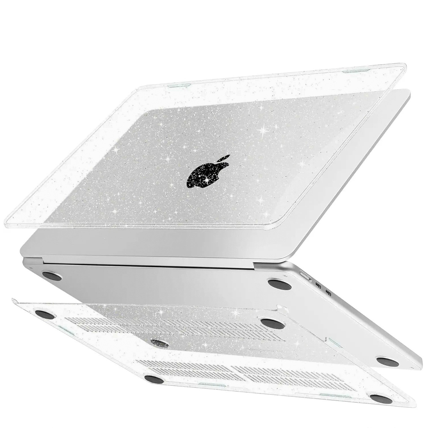 Husa XGSM Smartshell pentru MacBook Neo 2026 13, perfect adaptata, cu picioruse antiderapante, transparent cu sclipici, 1 buc