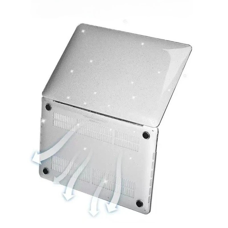 Husa XGSM Smartshell pentru MacBook Neo 2026 13, perfect adaptata, cu picioruse antiderapante, transparent cu sclipici, 1 buc