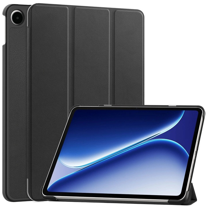 Husa/etui cu clapeta XGSM pentru OnePlus Pad Go 2 Smartcase, cu functie de stand reglabila, din PU, microfibra si PC, negru, 1 buc