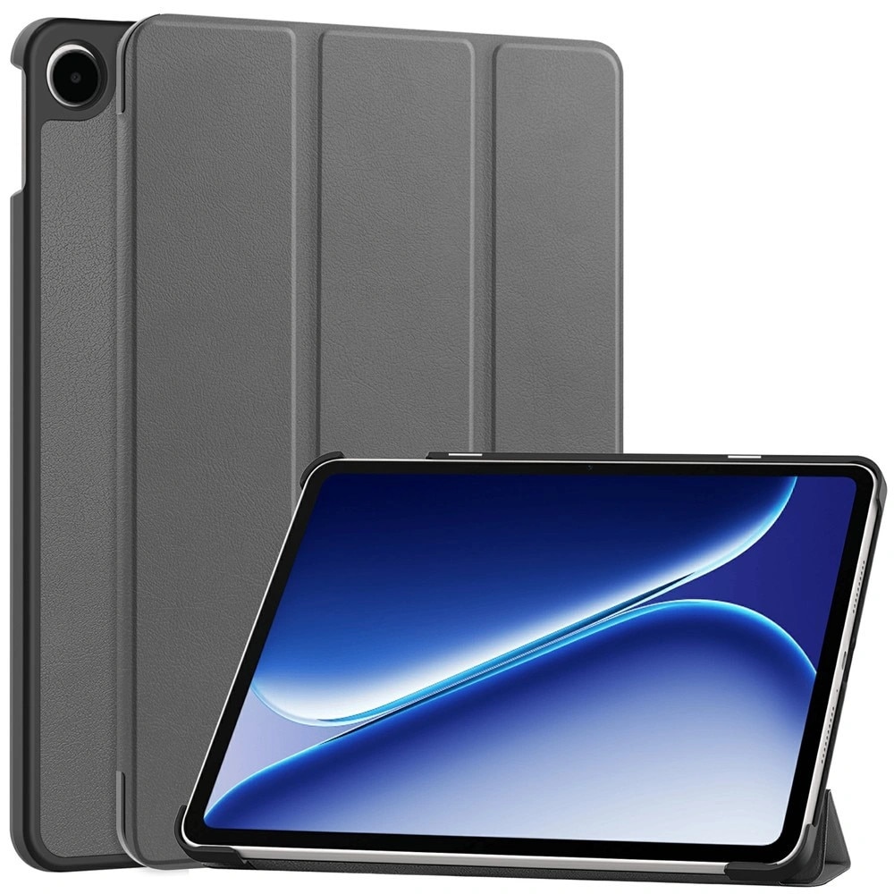 Husa cu clapeta XGSM pentru OnePlus Pad Go 2 Smartcase, din PU, PC si microfibra, functie suport pentru vizionare si scris, protectie ecran, spate si margini, gri, 1 buc