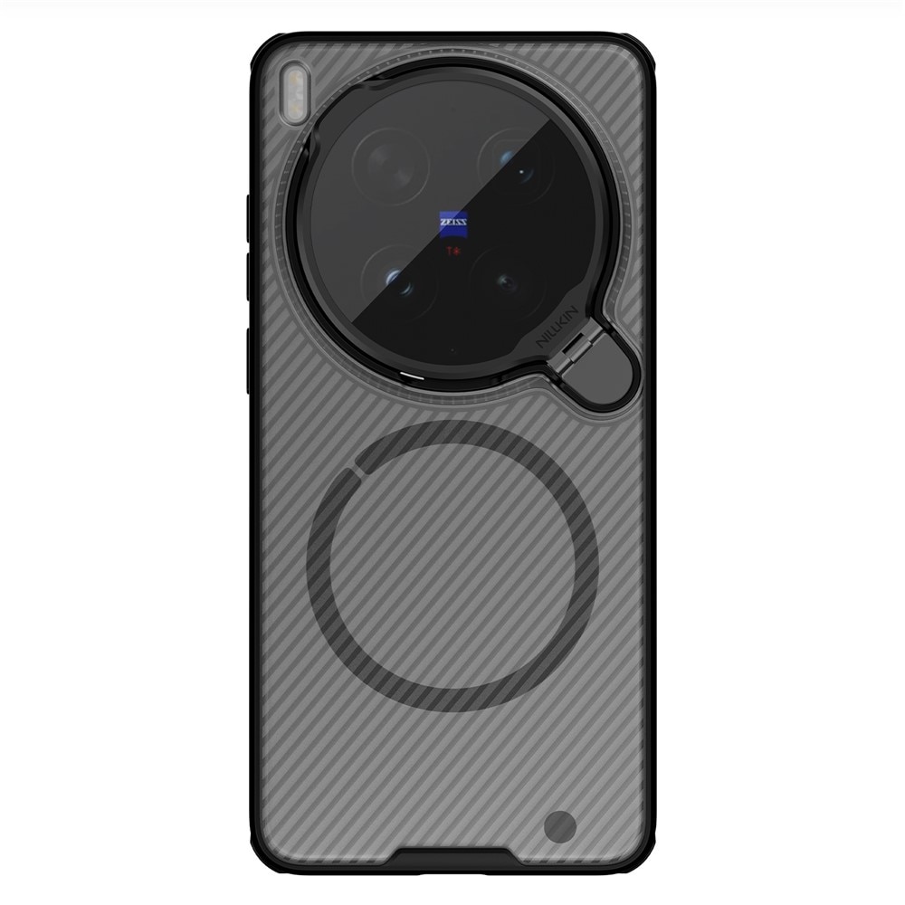 Husa/etui Nillkin CamShield Prop Magnetic, compatibila cu Vivo X300 Ultra, constructie hibrida PC+TPU, colturi intarite cu amortizare, magnet integrat pentru accesorii, capac protectie camera 2in1 cu suport integrat, transparent/negru, 1 buc