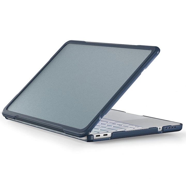 Husa pentru MacBook Neo 13, XGSM Shockproof Case, tripla protectie 360° cu carcasa rigida PC si banda TPU mat, colturi intarite, orificii de ventilatie, albastru, 1 buc
