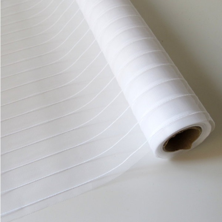 Material textil ED Collection rola tul dungi alb 50x900cm