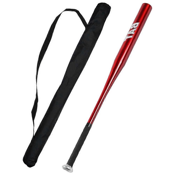 Bata de baseball din aliaj de aluminiu, usoara, cu maner antiderapant din cauciuc, rosu, 34 inch (87 cm)