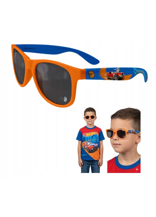 Kids Euroswan, ochelari de soare din pvc pentru copii, cu imprimeu Hot Wheels licentiat, usori si confortabili, portocaliu/albastru, unic pentru copii
