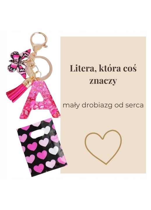 Kulcstartó A betű pillangóval és rojtokkal, ajándékszett, többszínű, kicsi