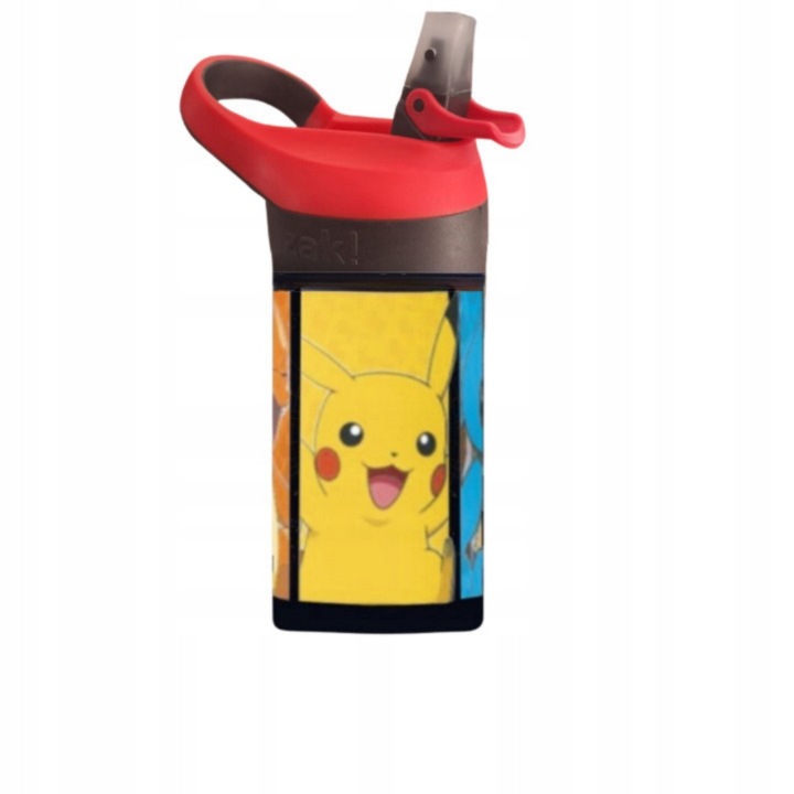 Bidon / sticla pentru apa Kids Euroswan, licentiat Pokemon, cu grafica Pikachu, cu capac rabatabil, multicolor, 430 ml