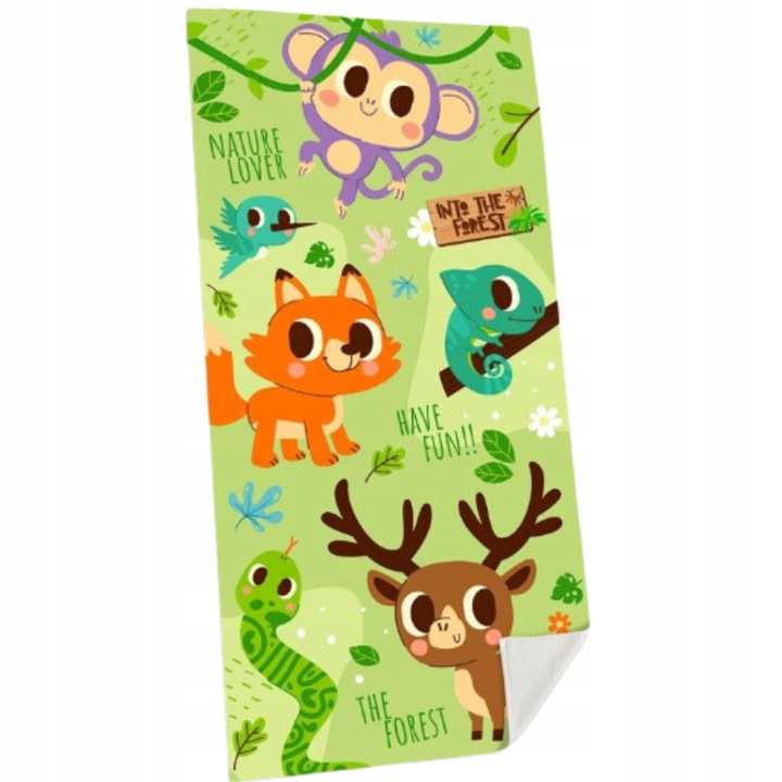 Prosop de baie copii Kids Euroswan 70x140cm bumbac animale padure multicolor