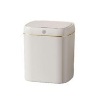 Cos de gunoi inteligent cu senzor， capac cu 3 moduri de deschidere， reincarcabil， plastic， 11L， alb-auriu