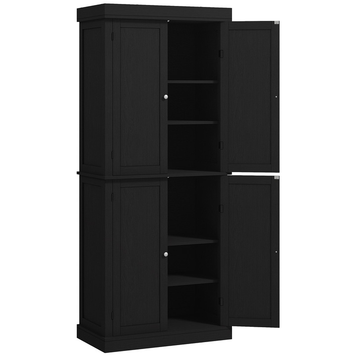 Dulap Bucatarie, HOMCOM, PAL, 76cm x 40.5cm x 184cm, Negru