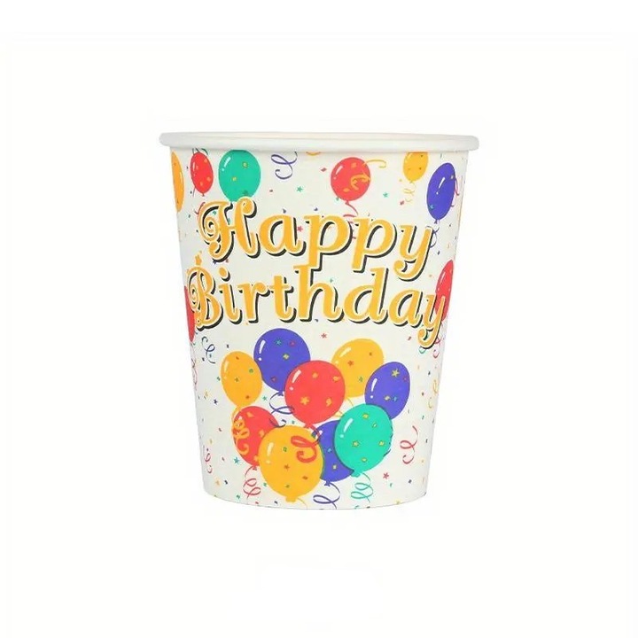 Kartondobozok Partikra, By Fitilomania, 10 db-os Kartondoboz Készlet Születésnapokra és Évfordulókra, HAPPY BIRTHDAY Minta, 230 ml, 8.6 x 7.5 cm, Többszínű